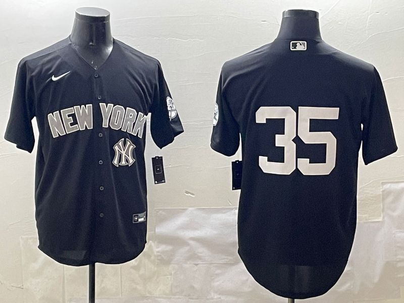 Men New York Yankees #35 No Name Black Game 2025 Nike MLB Jersey style 7